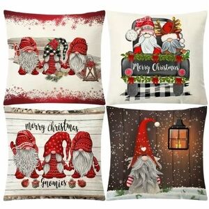 ๐ Christmas Gnomes 4 piece holiday pillow covers.